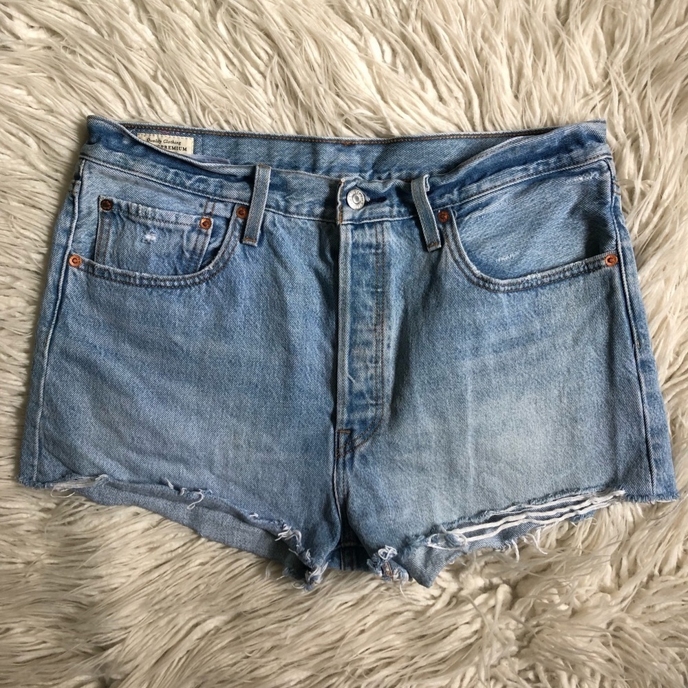 Levis Big E High Waisted Cut Off Button Fly Shorts
